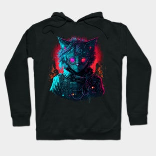 Cyberpunk neon cat Hoodie